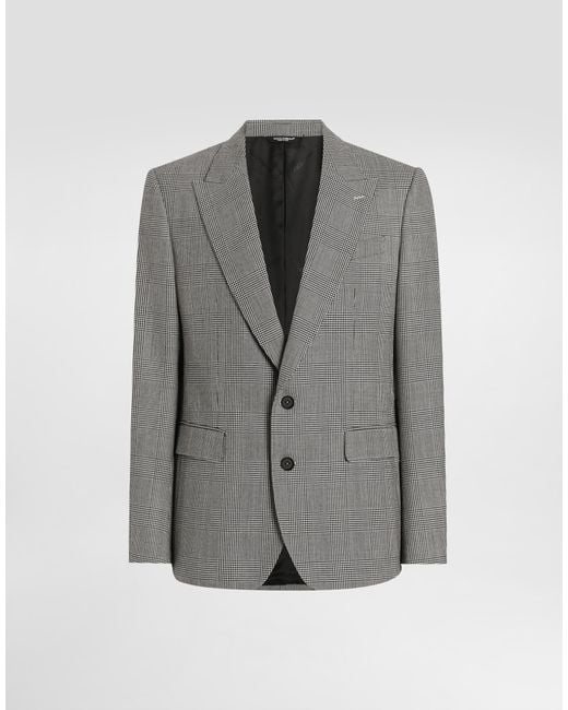 Dolce & Gabbana Gray Glen Plaid Single-Breasted Sicilia Light Jacket for men