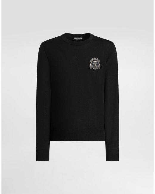 Virgin Wool Pullover Dolce & Gabbana de hombre de color Black