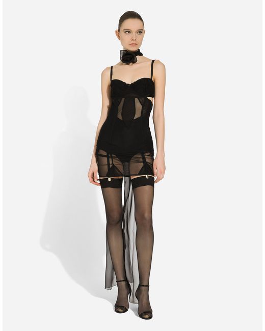 Dolce & Gabbana ミニドレス チュール コルセットディテール Black