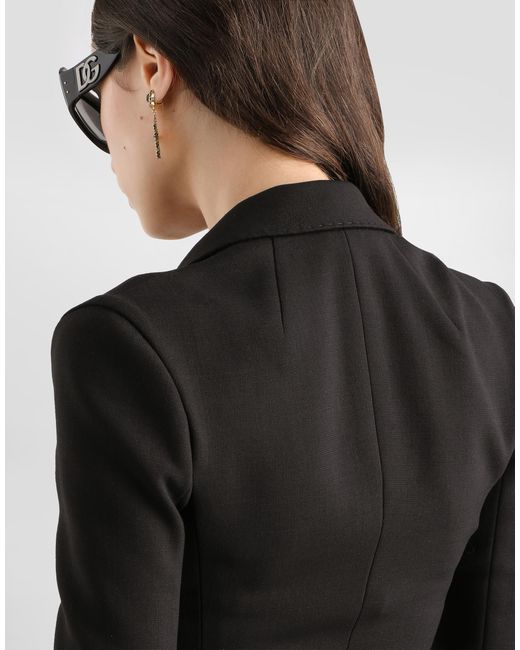 Dolce & Gabbana Black Single-Breasted Wool Canvas Jacket
