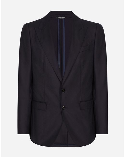メンズ Dolce & Gabbana Single-Breasted Flannel Taormina-Fit Jacket Blue