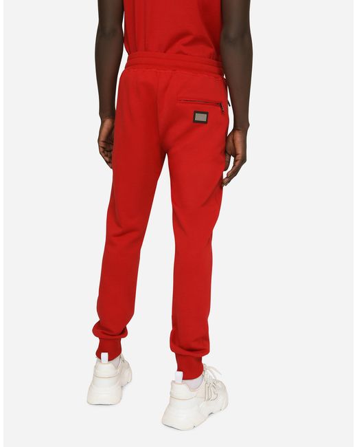 Dolce & Gabbana Jogginghose Aus Jersey Mit Logoplakette in Red für Herren