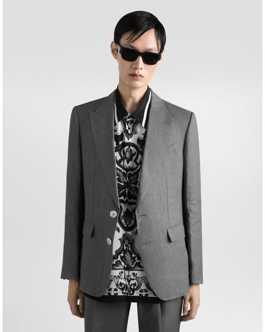 Dolce & Gabbana Gray Sicilia Single-Breasted Jacket for men