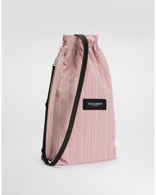 Dolce & Gabbana Pink Striped Froissé Crossbody Bag for men