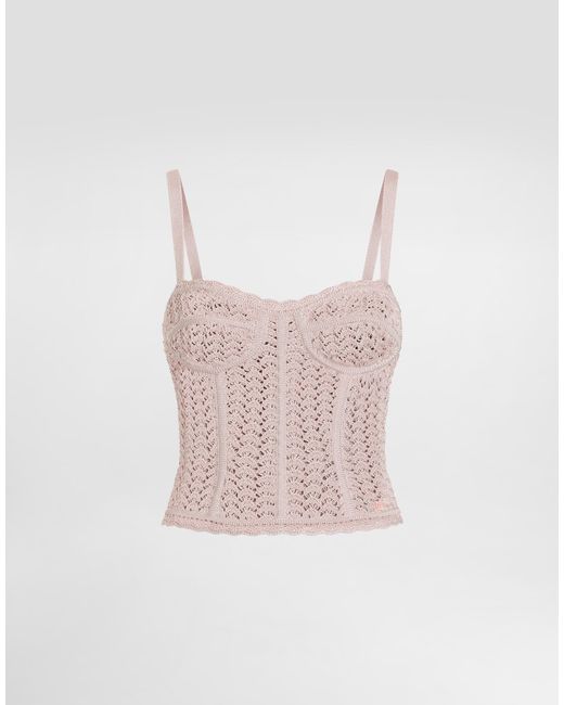 Dolce & Gabbana Pink Crochet Bustier