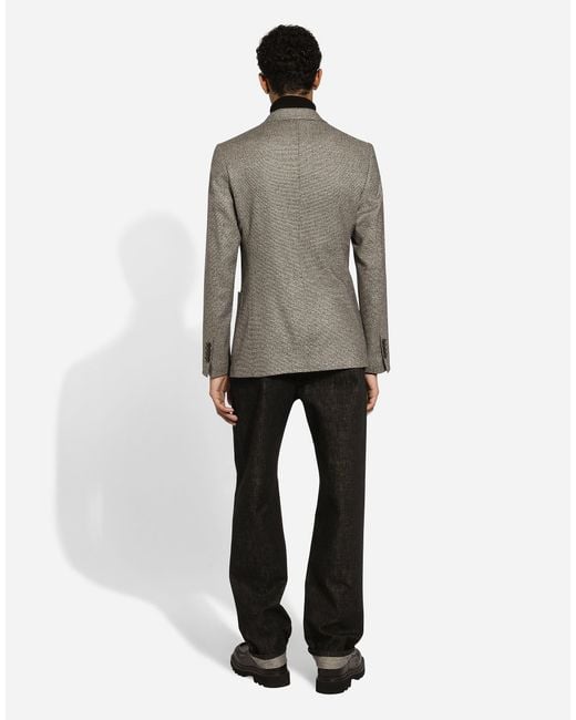 Dolce & Gabbana Green Double-Breasted Portofino-Fit Stretch Flannel Jacket for men