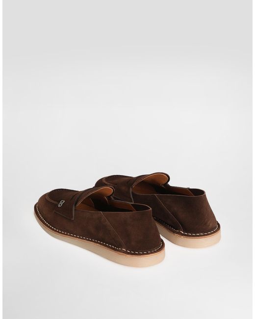 Dolce & Gabbana Brown Reversed Calfskin Slipper for men