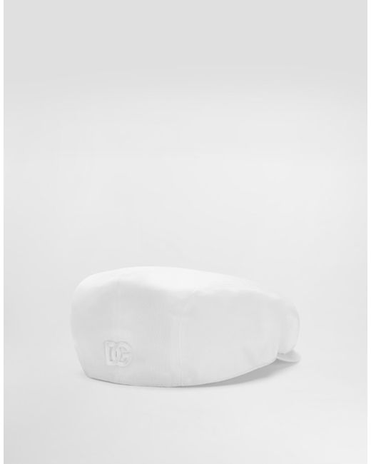 Dolce & Gabbana White Linen Flat Cap for men