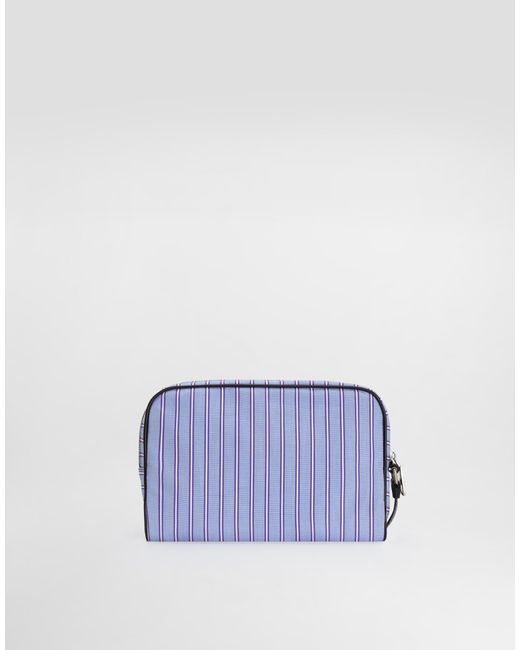 Dolce & Gabbana Blue Calfskin And Striped Poplin Handbag for men