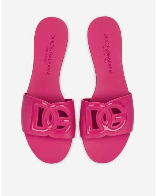 Dolce & Gabbana Pink Dg Logo Mini Sandals With Embossed Rubber Sole