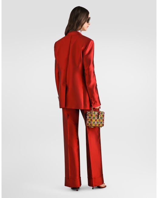 Dolce & Gabbana Red Double-Breasted Mikado Jacket