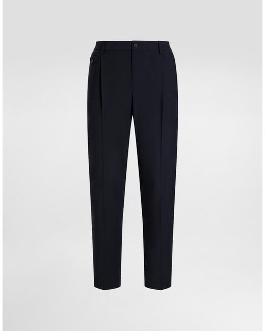 Dolce & Gabbana Blue Wool Blend Trousers for men