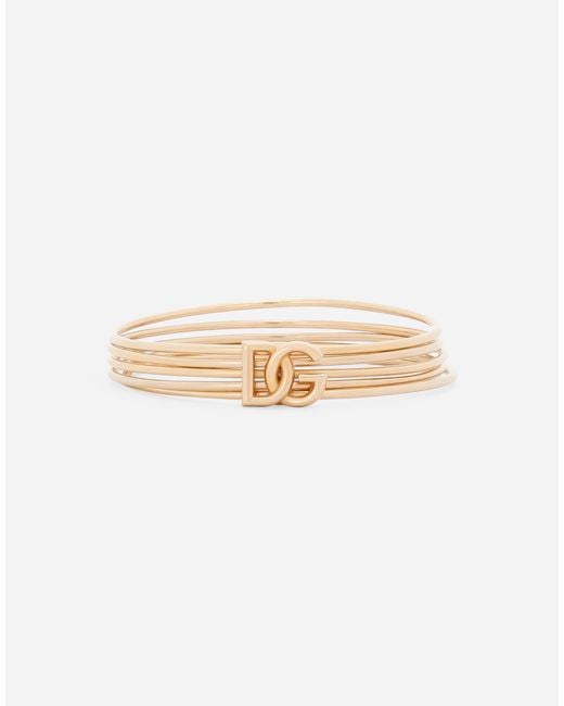 Dolce & Gabbana White Rigid Multi-Hoop Bangle With Dg Logo