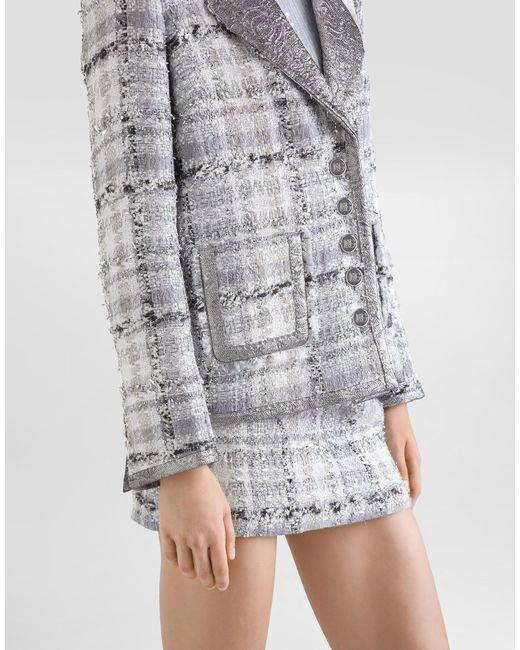 Dolce & Gabbana チェック ルレックス ラッセルツイード ミニスカート White