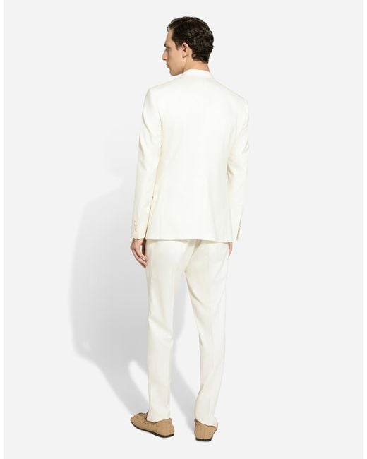 Dolce & Gabbana Rundhalspullover Aus Seidenjacquard Dg-Logo in Natural für Herren