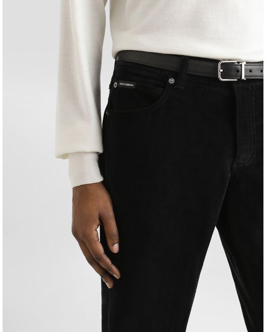 Dolce & Gabbana Black Cotton And Cashmere Regular Trousers for men