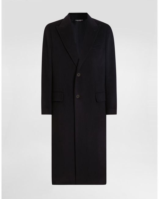 Dolce & Gabbana Black Single-Breasted Cashmere Coat for men