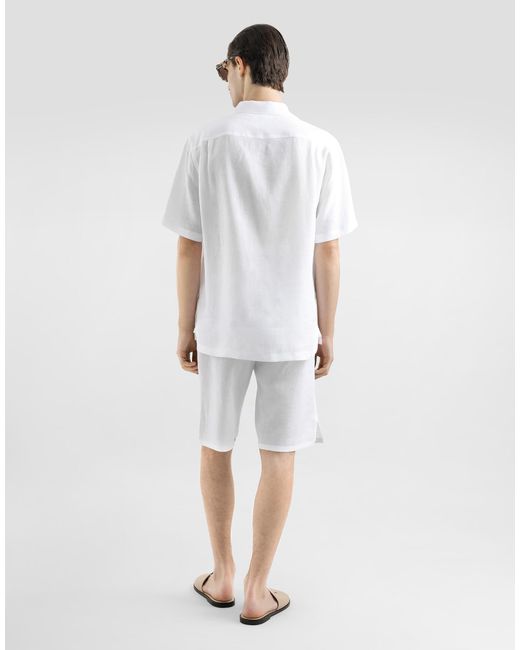 Dolce & Gabbana Leinenhemd Mit Logostickerei in White für Herren