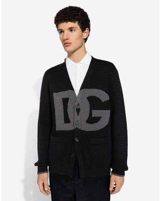 Dolce & Gabbana Handgefertigter Cardigan Aus Wolle in Black für Herren