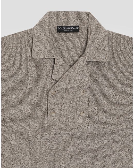 Dolce & Gabbana Gray Cotton And Linen Polo Shirt for men