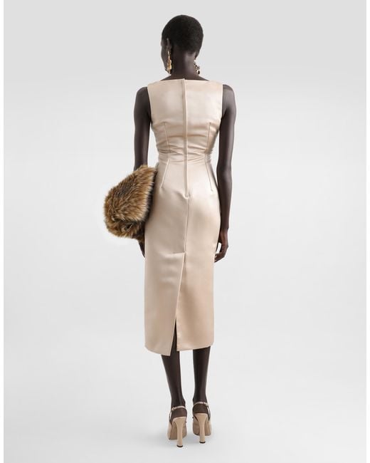 Dolce & Gabbana Natural Stretch Satin Calf-Length Sheath Dress