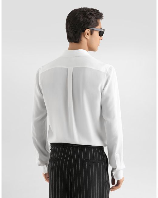 Dolce & Gabbana White Silk Crêpe De Chine Martini Shirt for men