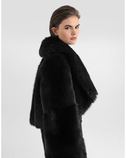 Dolce & Gabbana Black Shearling Bolero Jacket