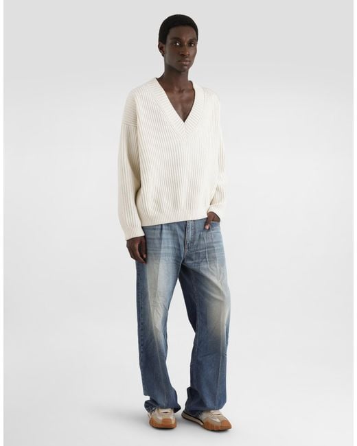 Dolce & Gabbana White Sweater With Sequins for men