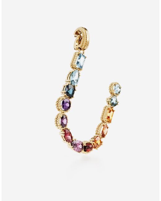 Dolce & Gabbana White Charm U Lettering 18Kt And Multicolored Gems