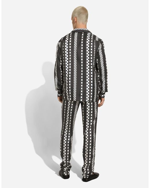 メンズ Dolce & Gabbana パジャマパンツ シルク プリント Multicolor