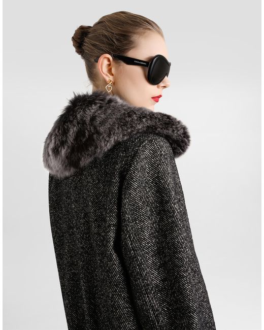 Dolce & Gabbana Black Wool Chevron Jacket