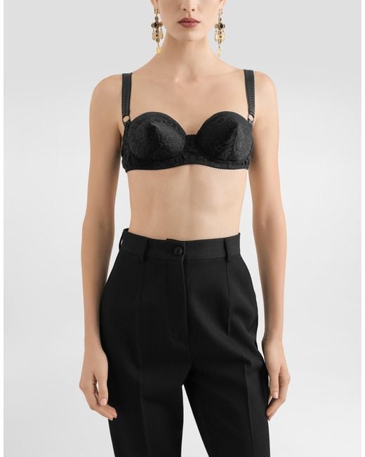 Dolce & Gabbana Black Lace Balconette Bra With Conical Cups