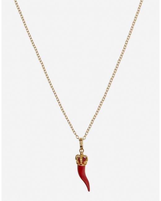 Dolce & Gabbana White Good Luck Necklace Enamelled 18 Carat for men