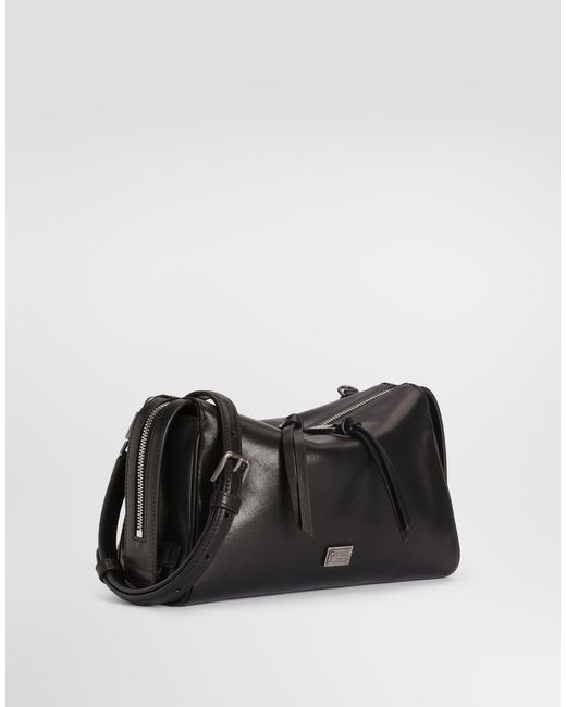 Dolce & Gabbana Black Vittoria Tempesta Calfskin Shoulder Bag for men