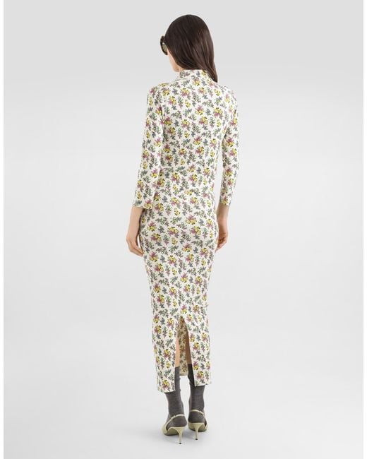 Dolce & Gabbana Metallic Small Floral-Print Skirt