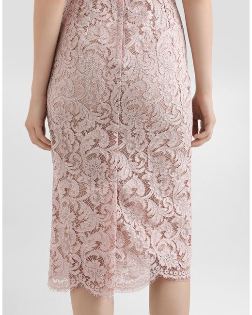 Dolce & Gabbana Pink Cordonetto Lace Dress