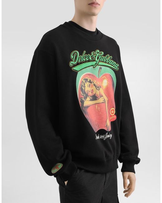 Dolce & Gabbana Black Sweatshirt With Print And Embroidery for men