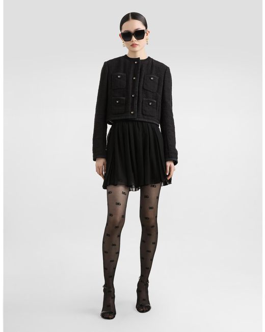 Dolce & Gabbana Black Pleated Chiffon Skirt