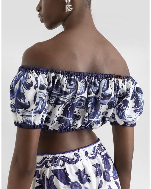 Dolce & Gabbana Blue Dg Exclusive Majolica- Cotton Top