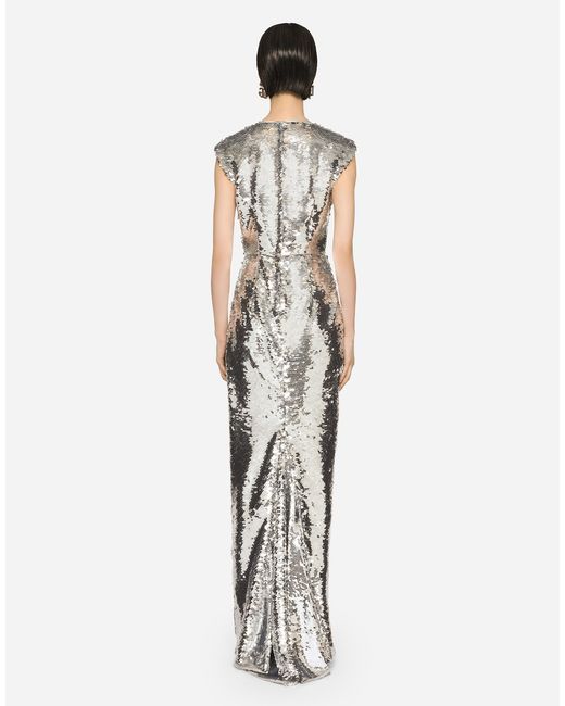 Dolce & Gabbana White Sequin-embellished Maxi Dress