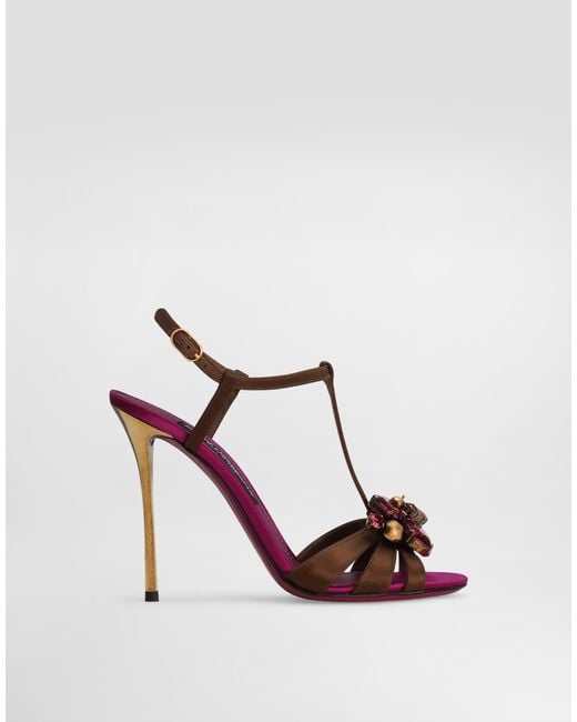 Dolce & Gabbana Pink Keira 2.0 Satin Sandals With Embellishments