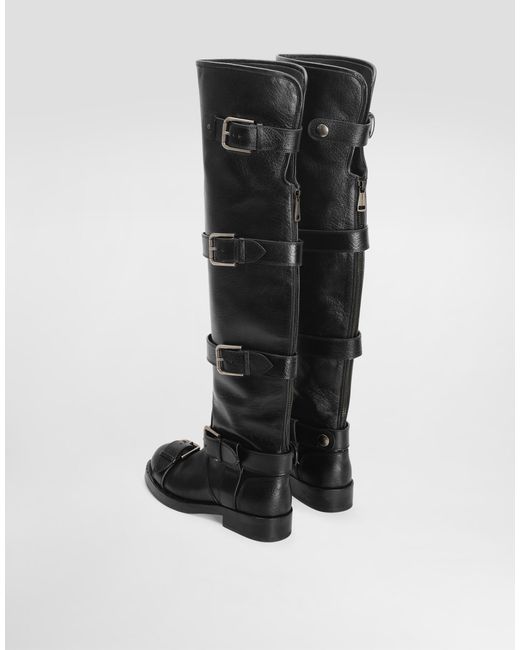 Dolce & Gabbana Black Horse Leather Boots