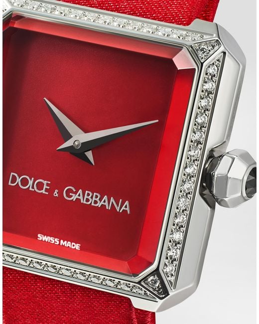 Dolce & Gabbana Red Sofia Steel Watch With Diamonds