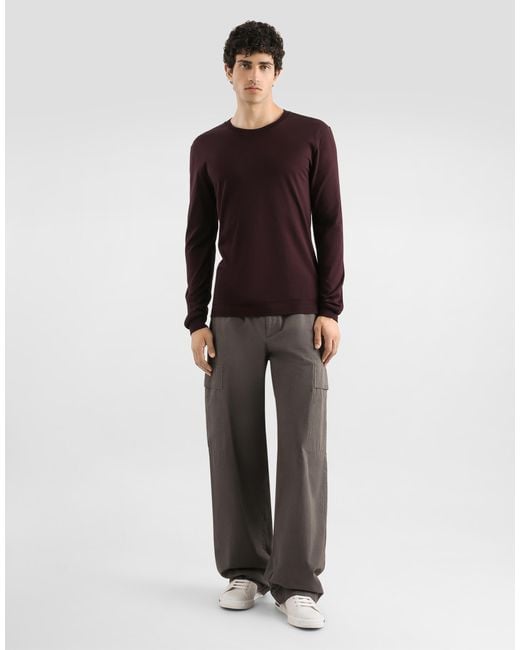 Dolce & Gabbana Purple Cotton Long-Sleeve T-Shirt for men