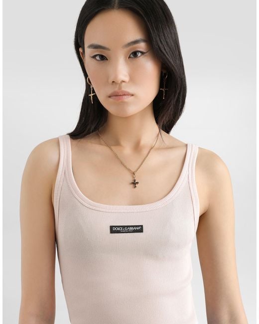 Dolce & Gabbana Pink Ribbed Tank Top�