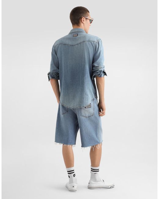 Dolce & Gabbana Blue Denim Bermuda Shorts for men