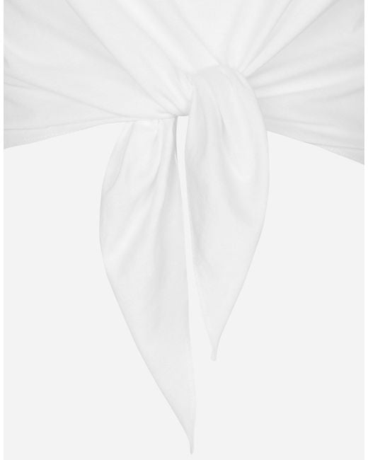 Camiseta De Punto Con Nudo Y Logotipo Dg Dolce & Gabbana de color White