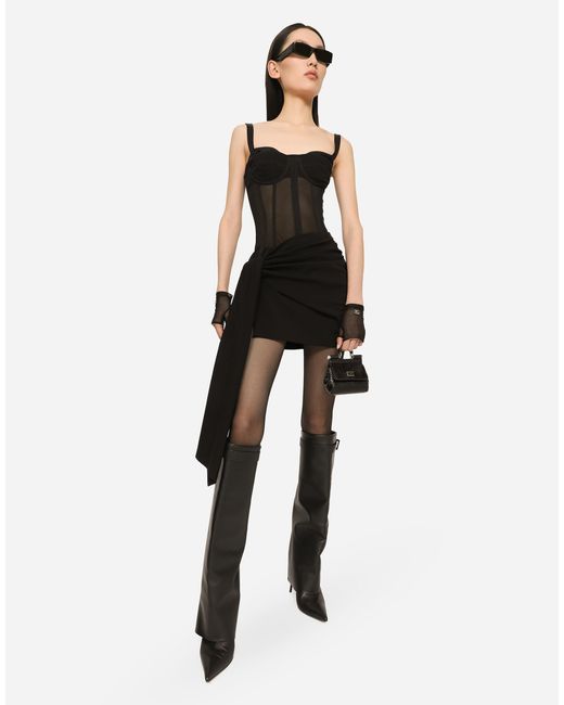 Dolce & Gabbana Black Corset-detail Mini Dress