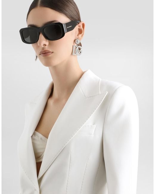 Dolce & Gabbana White Single-Breasted Woolen Turlington Blazer