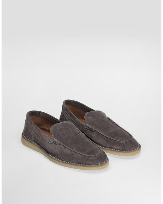 Dolce & Gabbana White Suede Loafers for men